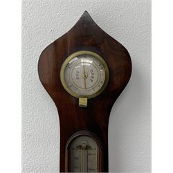 19th century mahogany 'Onion Top' five dial barometer, silvered dial with engraved register and central stylised star motif