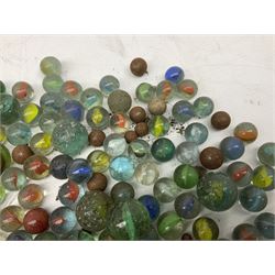 Collection of marbles with multi-coloured latticino or onionskin decoration