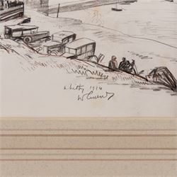 Joseph Ridley Ratcliffe McCulloch RBA (British 1893-1961): Collection of locations across North Yorkshire including 'Scarboro' Castle' and 'Whitby', five mixed media signed dated and titled max 19.5cm x 31.5cm (5) (unframed)