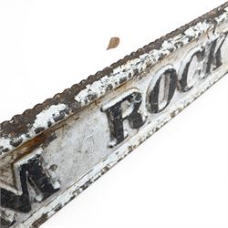 'Alum Rock Rd' - Victorian cast iron street sign, onate design, oval ends with shell motifs