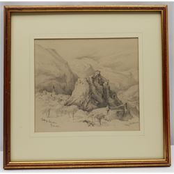 Mary Weatherill (British 1834-1913): 'Castle of Lourdes Pyrenees', pencil signed and titled 21cm x 23cm