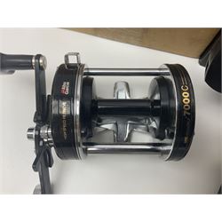 Three multiplier spool sea fishing reels, to include Swedish Abu Ambassaduer 700c Black, with spare spool, Swedish Abu Garcia Ambassadeur 6500 C3 CT MAG and Penn 515 MAG2, all boxed