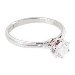 18ct white gold single stone old cut diamond ring, London 1973, diamond approx 0.60 carat