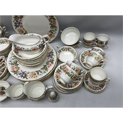 Paragon Country Lane part tea and dinner service, including eight tea cups and saucers, nine dinner plates, eight bowls, eight twin handled soup bowls, salt and pepper shakers etc (approx 80) 