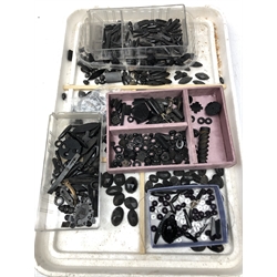  Collection of Whitby Jet beads of varying design and other embellishments   