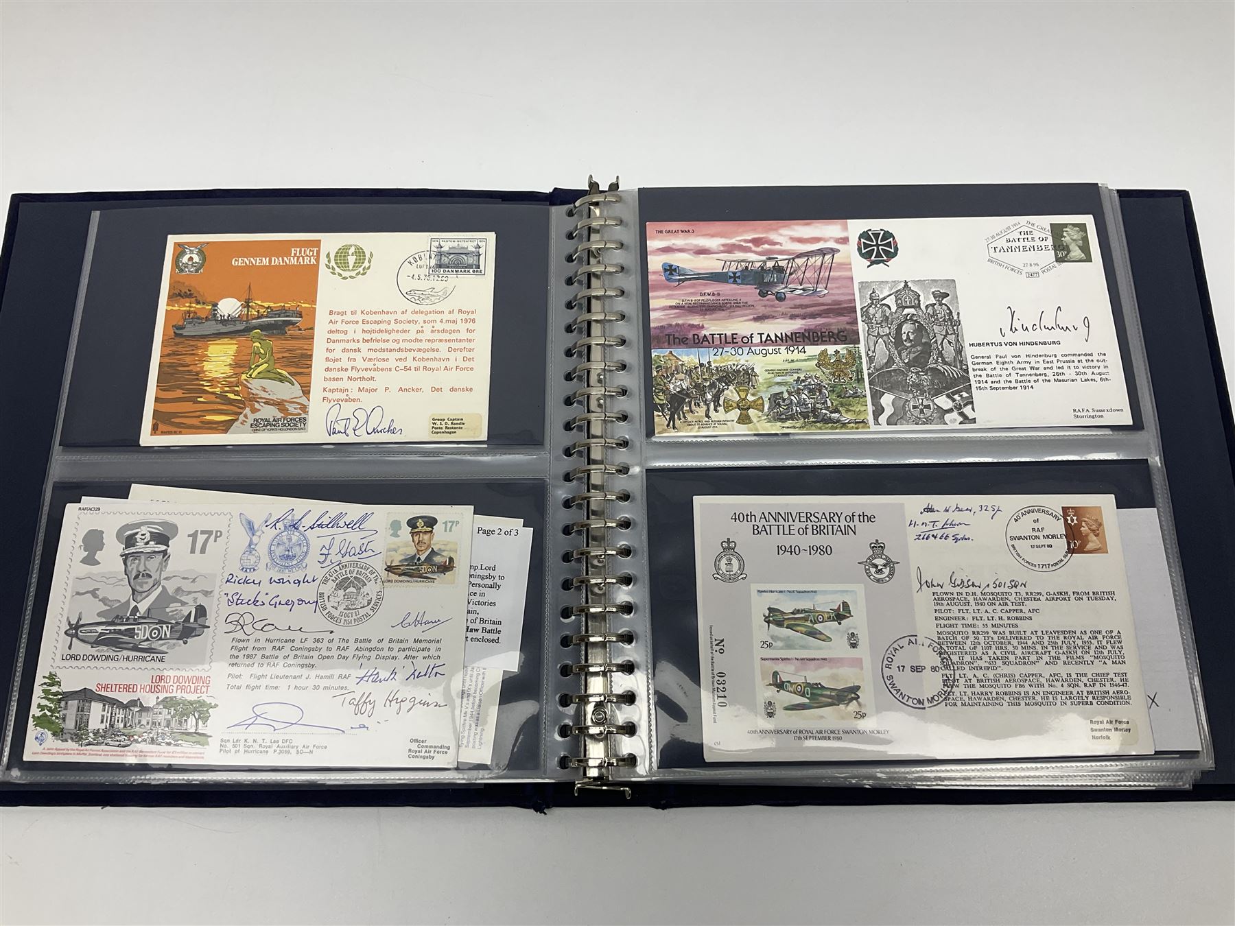 First Day Covers - approx. one hundred flying related and other military FDCs 1970s-2000s, mainly WW2 interest and bearing signatures; British, Channel Islands, Continental, Australia etc; signatures include Vera Lynn, J.H. Lacey, 'Johnnie' Johnson, Barnes Wallis, Bill Reid VC, various other gallantry medal winners, Dam Busters, Battle of Britain, Terence Otway, Leonard Cheshire, Stanford Tuck etc; loose and in a Benham album