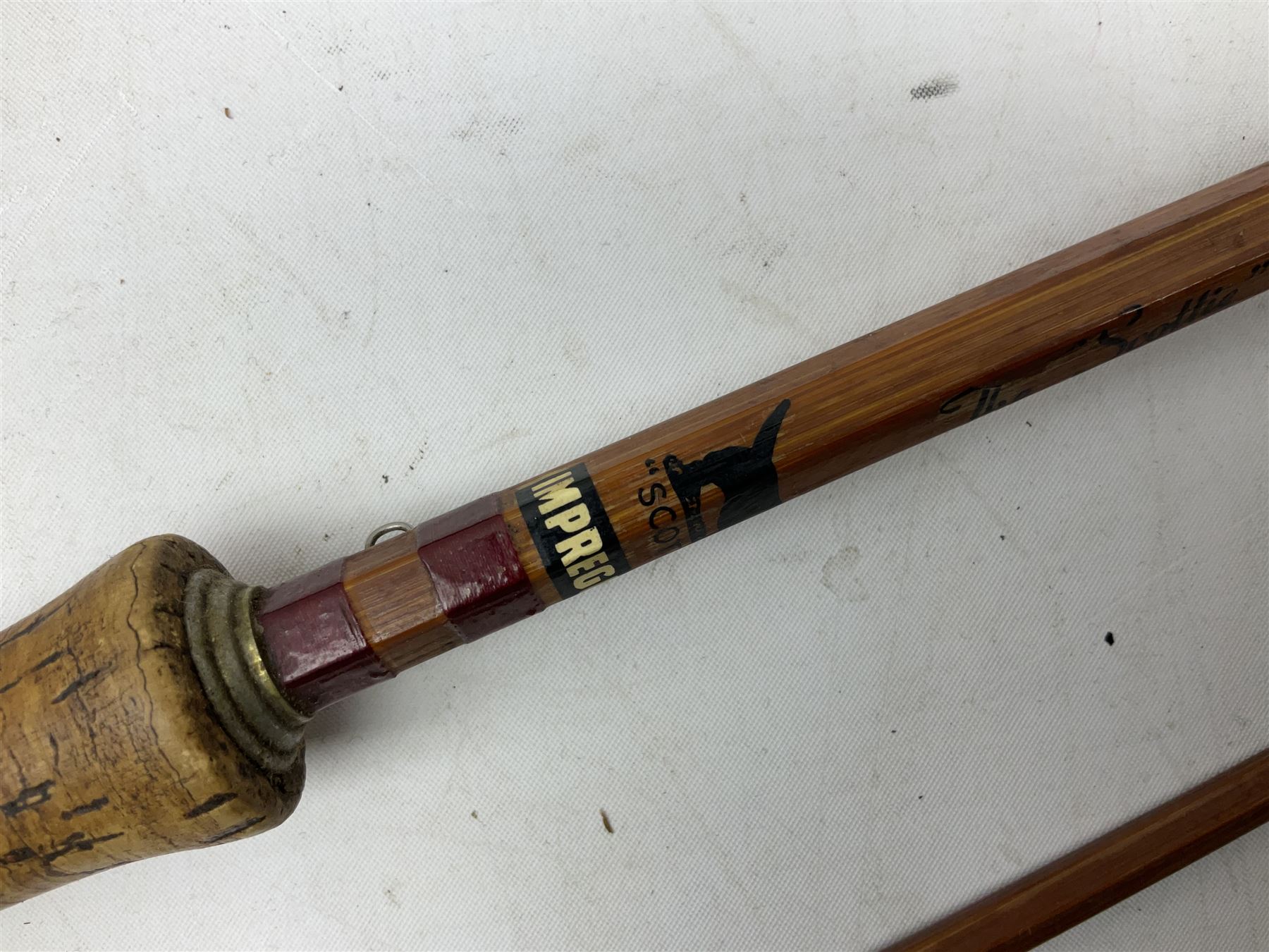 'The Scottie' 9ft 6inch split cane two piece fly fishing rod, housed in a Farlow's London rod bag