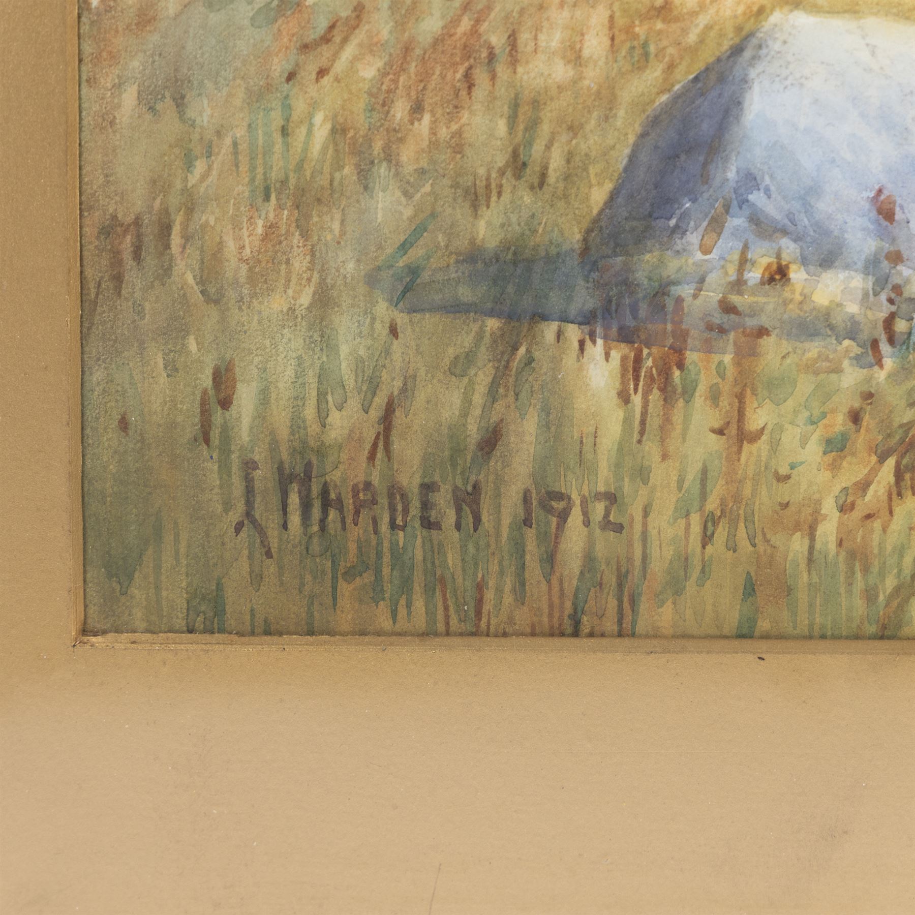 Laurence Warden (British 1879-1953): Mother and Daughter on a Clifftop, watercolour signed and dated 1912, 54cm x 73cm 