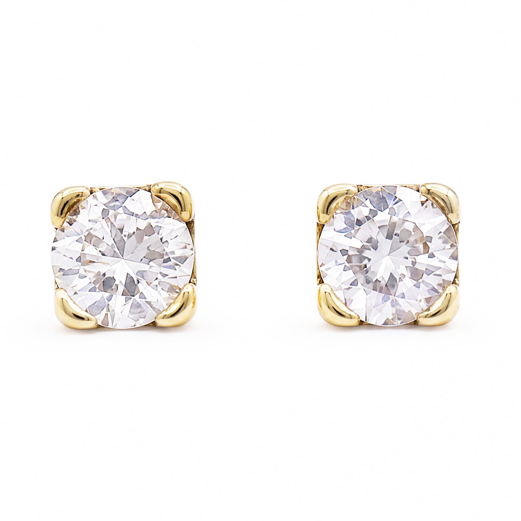 Pair of 9ct gold lab diamond stud earrings, hallmarked, total diamond weight approx 0.50 carat
