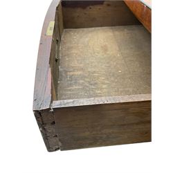 19th century inlaid mahogany bow-front sideboard, satinwood banded top over three drawers, on square tapering supports with spade feet