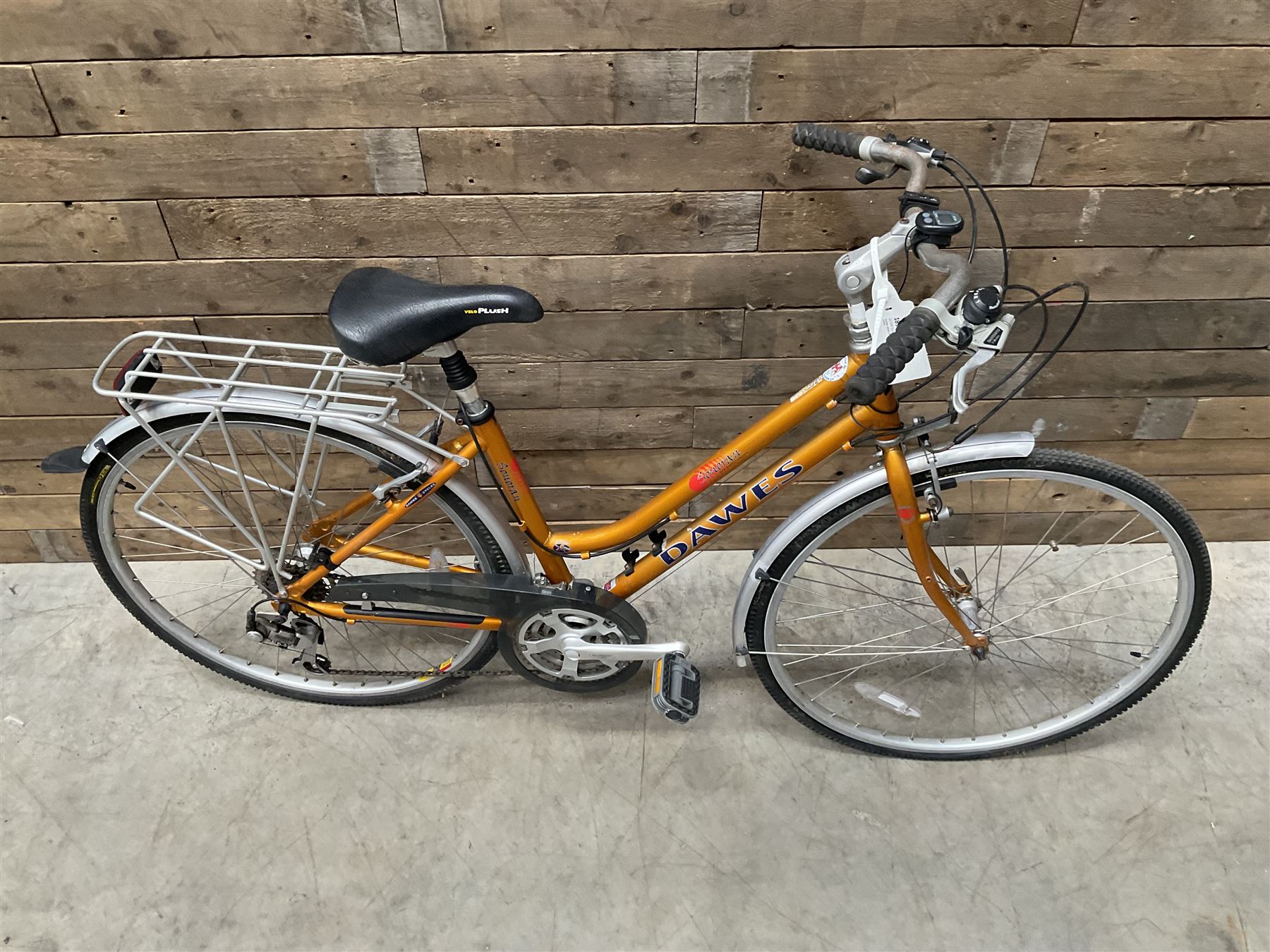 Three bicycles- man’s Falcon Storm 18 speed mountain bike; lady’s Dawes Sonoran 24 speed road bike; child’s Apollo 18 speed bike (3)