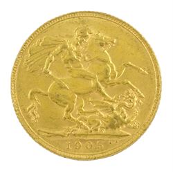 King Edward VII 1905 gold full sovereign coin