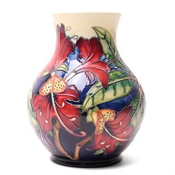 Moorcroft Simeon pattern vase, of baluster form, designed by Phillip Gibson, impressed and painted marks to base, H24cm 