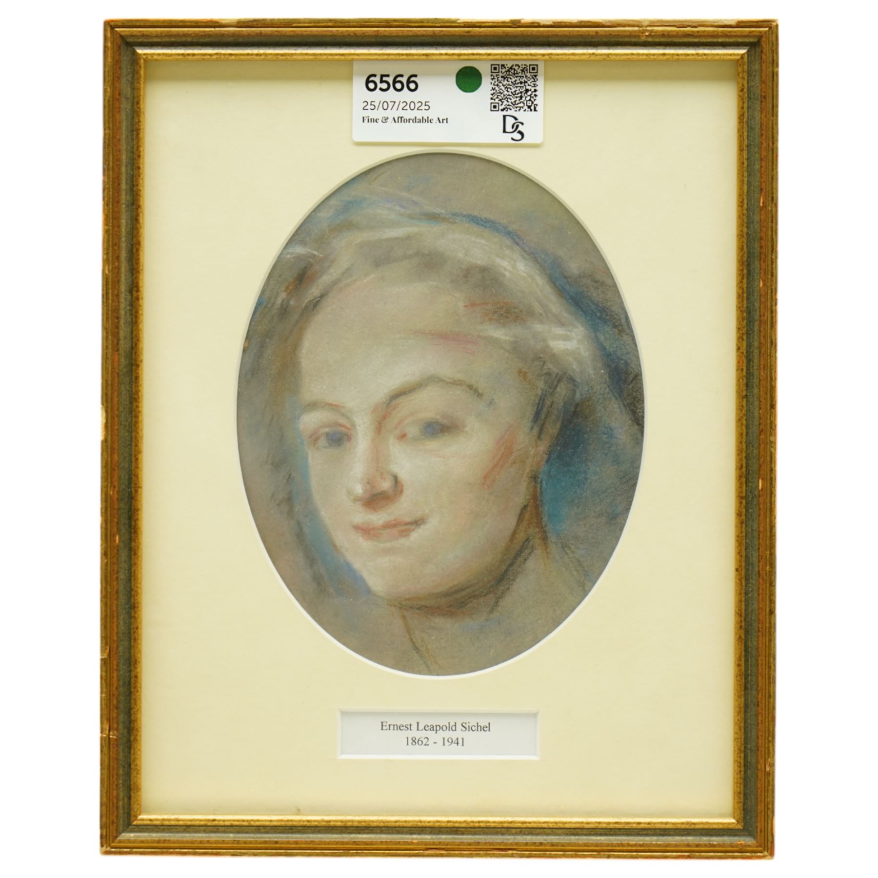 Ernest Leopold Sichel (British 1862-1941): Portrait of a Girl and Seated Nude, pastel and pencil sketch, the latter signed in pencil, the former attributed on mount max 18cm x 13cm (2)