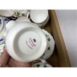 Quantity of teawares to include Coclough, Pearsons stoneware lidded twin handled pot, and other ceramics in two boxes