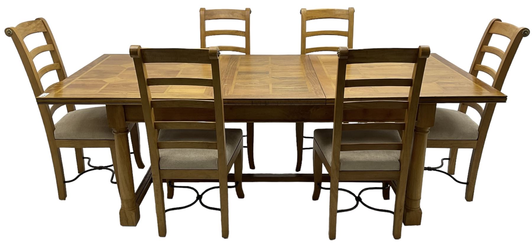 Barker & Stonehouse - rectangular flagstone dining table and a set of six ladder back dining chairs 