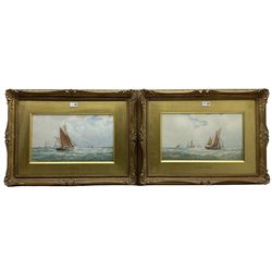 George Stanfield Walters (British 1838-1924): 'In Yarmouth Roads' and 'Yarmouth Roads off Gorleston', pair watercolours signed, titled on the original mounts 25cm x 43cm (2)