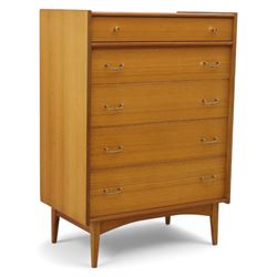 Golden Key By Palatial Ltd - mid-20th century teak chest of five drawers, rectangular top ...