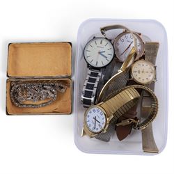Three silver cross pendants on silver chains, wristwatches, including Timex, Henley and Ac...