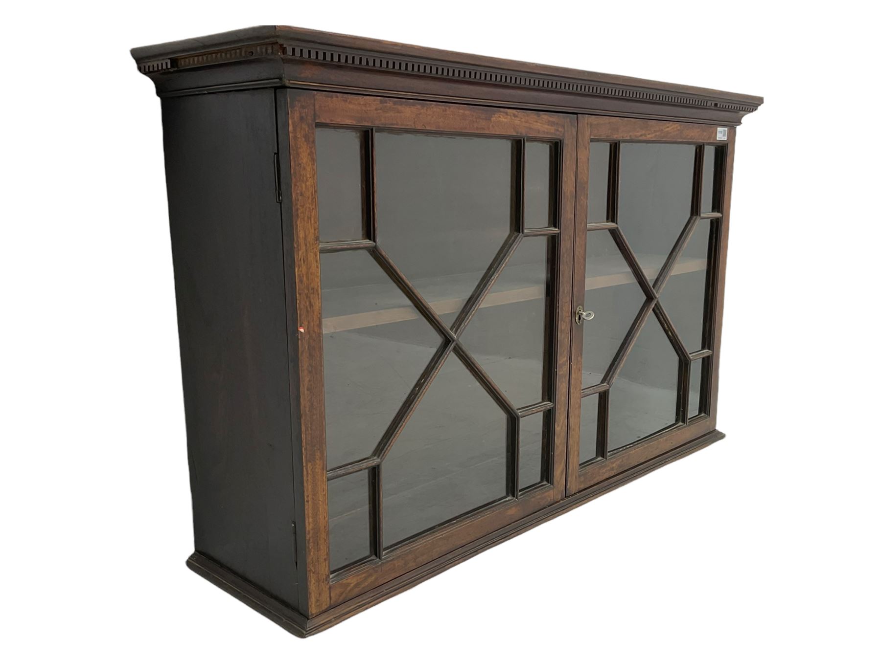 19th century mahogany two-door astragal glazed wall cabinet