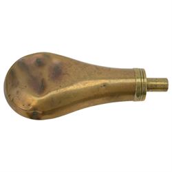 Horn powder flask, together with copper flask and a box of gun parts  