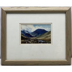 Anne Paterson Wallace (British 1923-?): 'Down to the Sea', watercolour signed, titled verso with original label 12cm x 22cm; Attrib. Joan Sutherland (British 20th Century): 'Lingmell from Styhead Track', gouache signed, titled verso 11cm x 16cm (2)