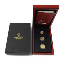 King Charles III St Helena 2024 'Cruciform & Sceptre' gold proof three coin set, one guine...