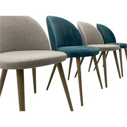 Next Home - set four dining chairs, two upholstered in grey and two upholstered in teal