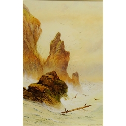  Seymore Wilson (British 19th/20th century): Shipwreck off the Coast and Rocky Coastal Scene, two watercolours signed 35.5cm x 22.5cm (2)  