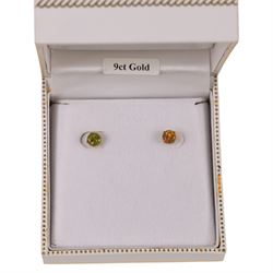 Pair of 9ct gold opal stud earrings, boxed