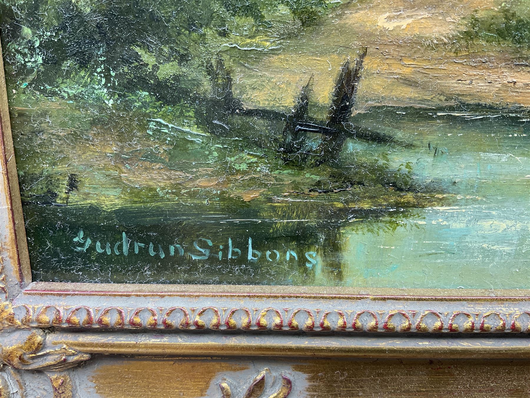 Barbara Gudrun Sibbons (German 1925-): A Meeting by the Wayside, oil on panel signed 40cm x 50cm