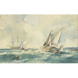 Peter J Ashmore (British b.1923): 'A Fresh Breeze - Hay Barge Gets Under Way', watercolour...