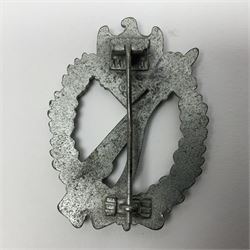 WW2 German 'silver' Infantry Assault badge marked BSW verso; another Infantry Assault badge; and a silvered General Assault badge (3)