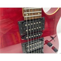 Maverick HSH rock guitar with Floyd Rose tremolo, L100cm overall; in soft carrying case.