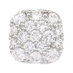 18ct white gold pave set round brilliant cut diamond single earring, stamped 750, total diamond weight approx 0.75 carat