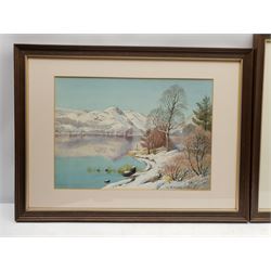Geoffrey H Pooley (British 1908-2006): Lake District Landscapes in Summer and Winter, pair watercolours signed and dated 1972 (2)