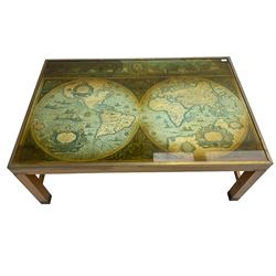 Large teak framed military style map table