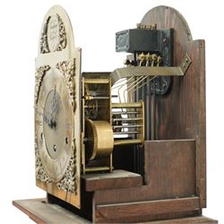  Grandmother clock, the brass dial inscribed 'Walton, Newcastle upon Tyne', with three train movement in burr walnut case on bracket feet  H170cm keys and pendulum