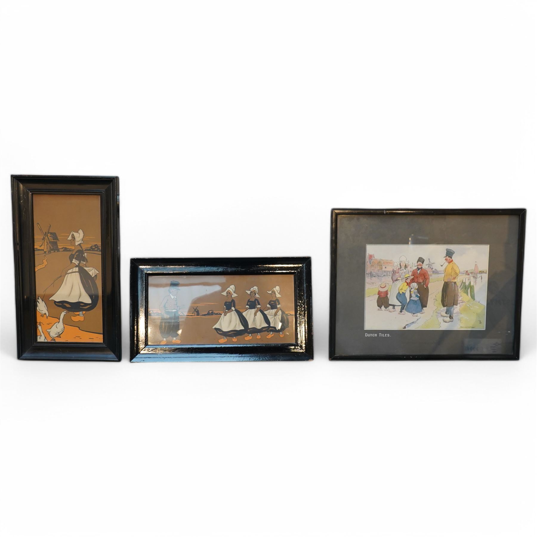 Set three Arts & Crafts lithographs of Dutch scenes, together with set of similar watercolours and related prints (in one box)