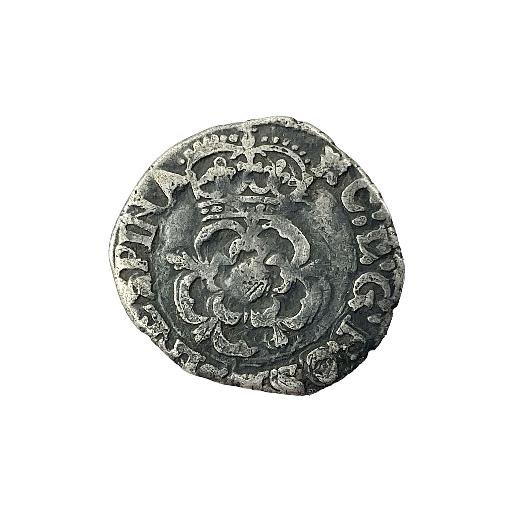 Charles I silver halfgroat, Tower Mint c.1625-42, crowned rose to both sides with no inner circle, obv. C D G ROSA SINE SPINA rev. THRONVM FIRMAT