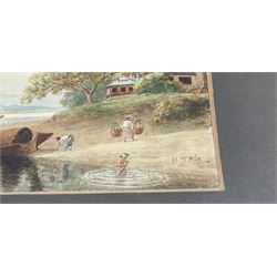 Maung Tun Hla (U Tun Hla) (Burmese 1874-1946): Royal Poinciana Tree on River Bank, pair watercolours signed M T Hla 16cm x 21cm (2)