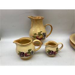 Hornsea Pottery Yeovil pattern part tea and dinner service, to include seven dinner plates, cheese dish and cover, water jug, four storage jars of various sizes etc (60) 