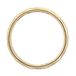 9ct gold gold  wedding band, with engraved star decoration, London 1978