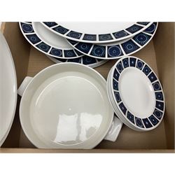 Collection of Midwinter dinnerwares, including casserole dish, meat platter, etc together with Denby Arabesque pattern teapot, casserole dish and oven dish