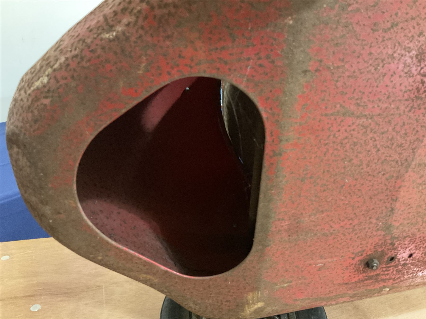 Tri-ang pressed steel Grand Prix Vanwall child’s pedal racing car, English 1960s, finished in red with racing No.3, original white plastic steering wheel, metal bucket seat, bonnet air intake, chrome plated side exhaust, chrome spoked wheels with chrome plated spinners, black solid rubber tyres L121cm W53cm H46cm)