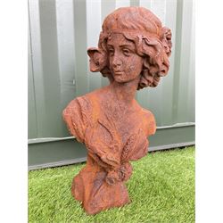 Cast iron weathered bust of a lady - THIS LOT IS TO BE COLLECTED BY APPOINTMENT FROM DUGGLEBY STORAGE, GREAT HILL, EASTFIELD, SCARBOROUGH, YO11 3TX