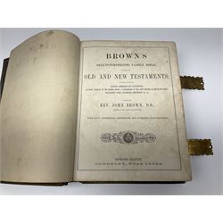 Large leather bound illustrated Holy Bible 'Brown's Self-Interpreting Family Bible, containing the old & new testaments' by the late Rev. John Brown