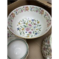 Minton Haddon Hall part tea and service, including teapot, milk jug, covered sucrier, cake stand, jardinier etc  