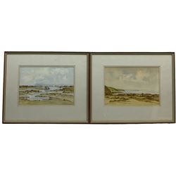 Bill Lowe (British 1922-2006): 'North from Filey Bridge' and 'Low Tide North Bay - Scarborough', pair watercolours signed, titled verso 23cm x 33cm (2)