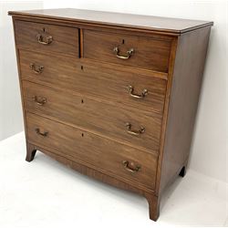 Georgian mahogany chest, two short and three long drawers, shaped bracket supports